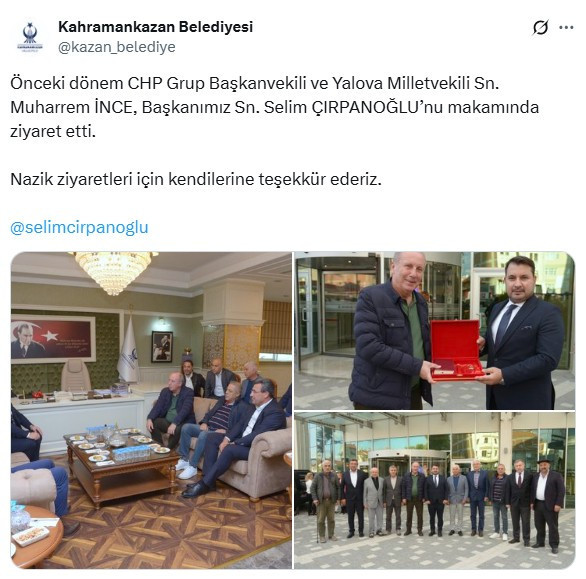 Kahramankazan Belediye Başkanı Çırpanoğlu, Muharrem İnce'yi konuk etti