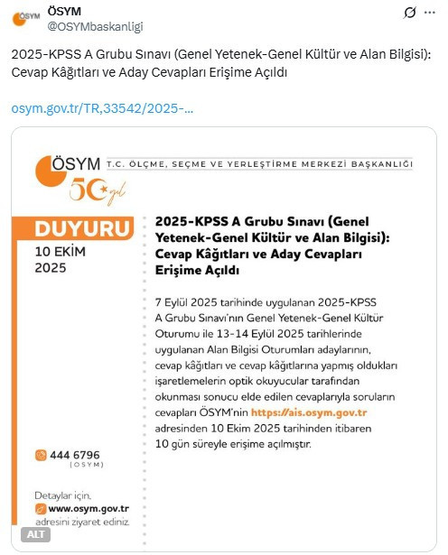ÖSYM duyurdu: KPSS A Grubu sınav sonuçları açıklandı!