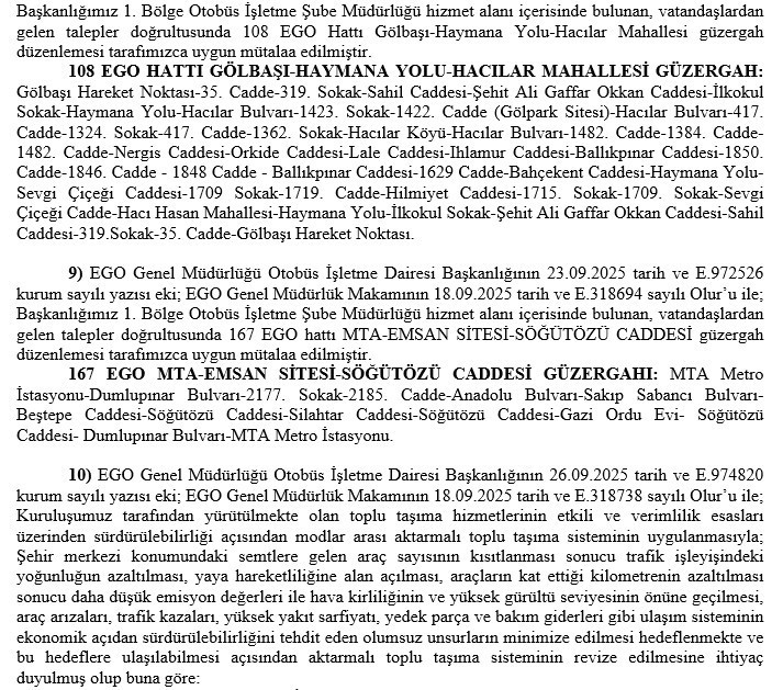 Başkent Ankara'da EGO çok sayıda hatta güzergah değişikliği yaptı - Resim : 5