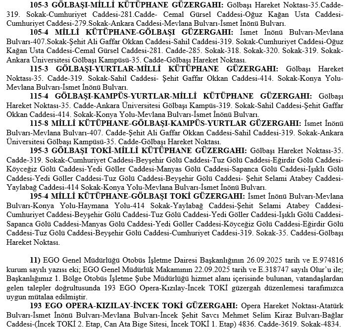 Başkent Ankara'da EGO çok sayıda hatta güzergah değişikliği yaptı - Resim : 6