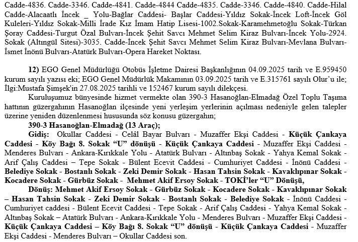 Başkent Ankara'da EGO çok sayıda hatta güzergah değişikliği yaptı - Resim : 7