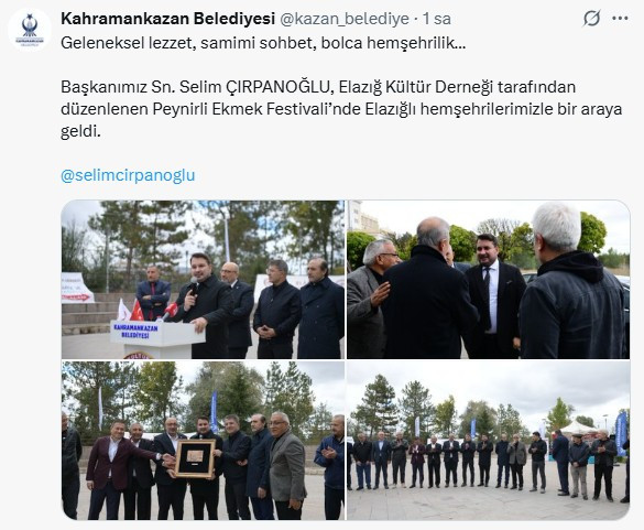 Kahramankazan  Belediye Başkanı Çırpanoğlu festivalde Elazığlılar ile buluştu