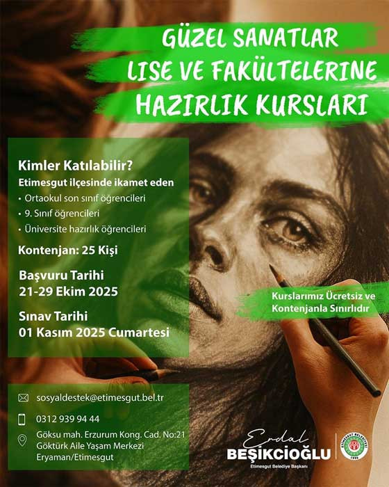 Etimesgut Belediyesi'nden Güzel Sanatlar Lise ve Fakültelerine ücretsiz hazırlık kursu!