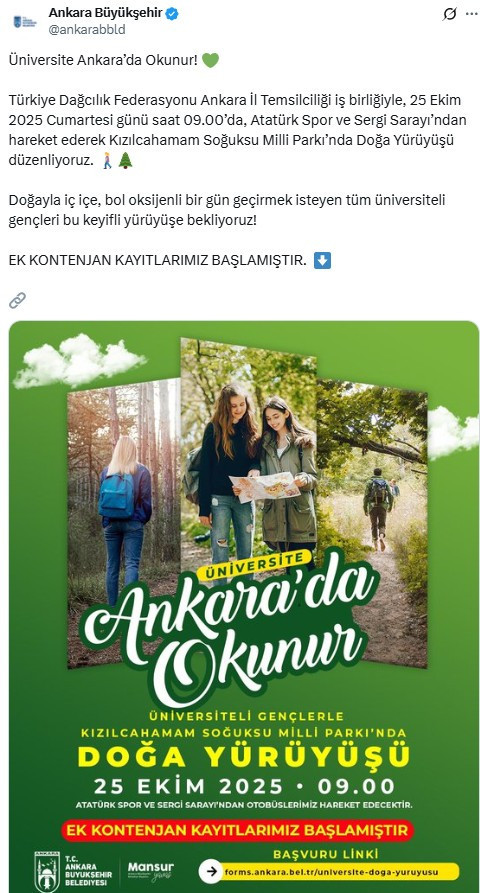 ABB'den üniversite öğrencileri için doğa yürüyüşü etkinliği!