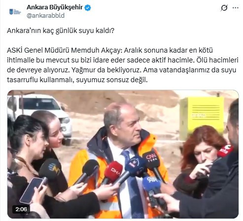 Ankara'nın kaç günlük suyunun kaldığı belli oldu