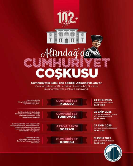 Altındağ Belediyesi, 29 Ekim Cumhuriyet Bayramı kutlama programını açıkladı