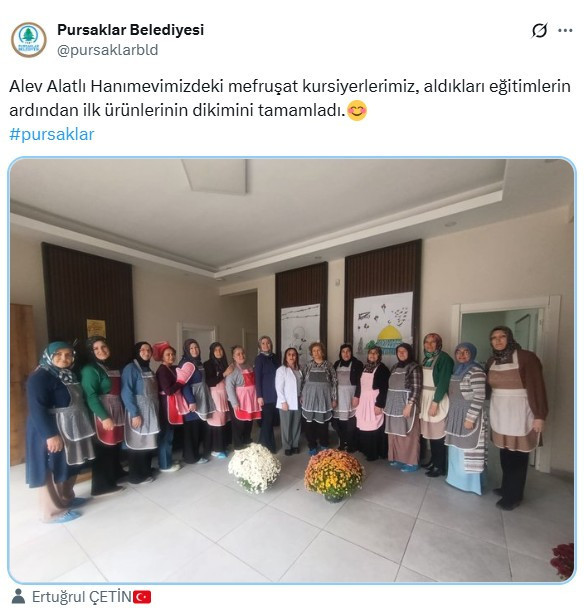 Pursaklar Belediyesi mefruşat kursiyerleri üretime başladı!
