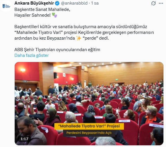 ABB, 'Mahallede Tiyatro Var' etkinliği için Beypazarı'nda sahne dedi
