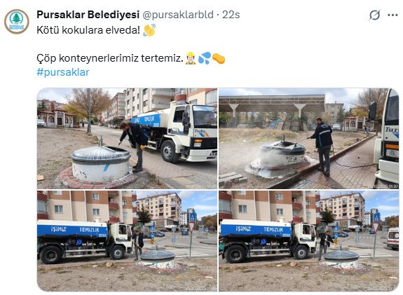 Pursaklar Belediyesi ekipleri ilçe genelinde çöp konteynerlerini temizledi