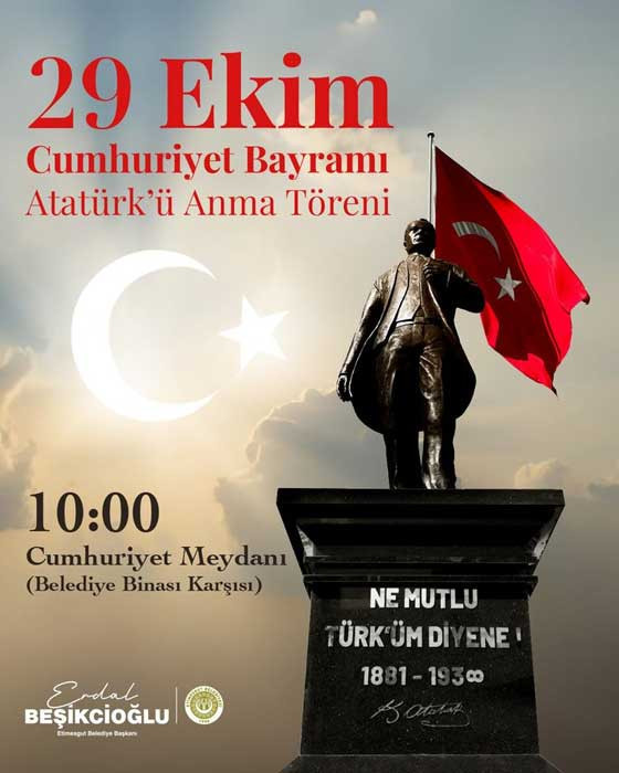 Etimesgut'ta 29 Ekim Cumhuriyet Bayramı Atatürk'ü Anma Töreni düzenlenecek