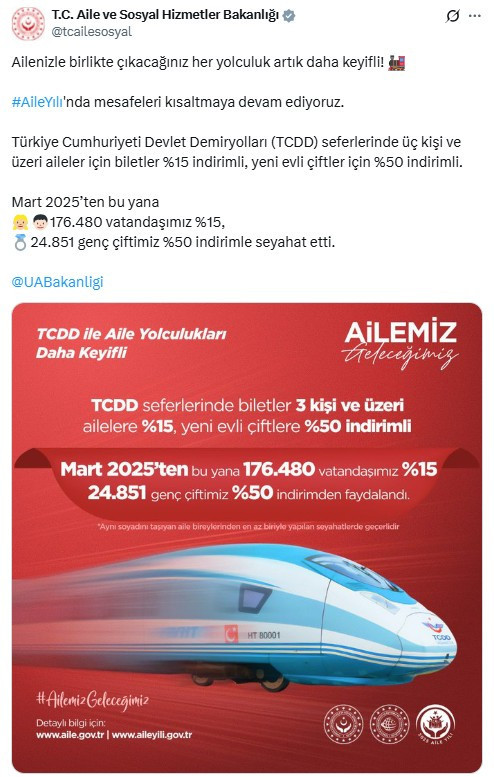 TCDD'nin indirim uygulamasından 176 binden fazla vatandaş yararlandı