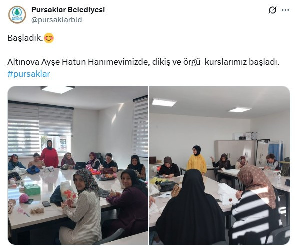 Pursaklar Belediyesi Altınova Ayşe Hatun Hanımevi'nde dikiş ve örgü kursları başladı