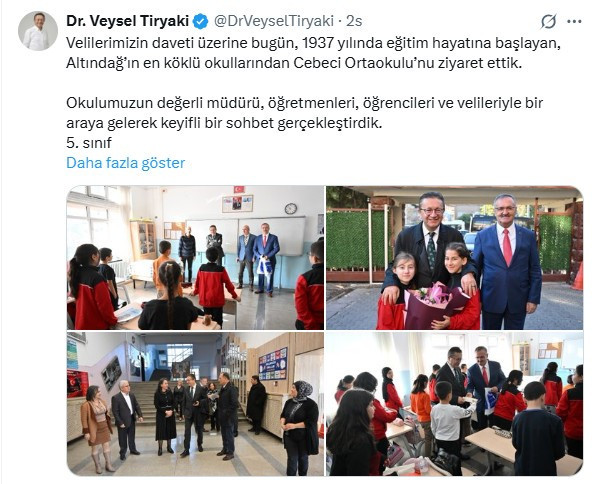 Altındağ Belediye Başkanı Tiryaki, Cebeci Ortaokulu'nu ziyaret etti