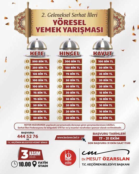 Keçiören Belediyesi yemek yarışmasında son başvuru tarihini uzattı