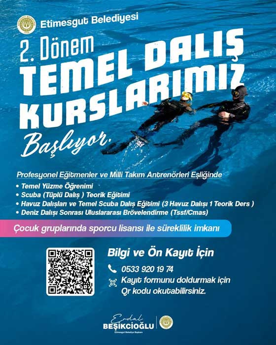 Etimesgut Belediyesi duyurdu: 2. Dönem Temel Dalış Kursları başlıyor!
