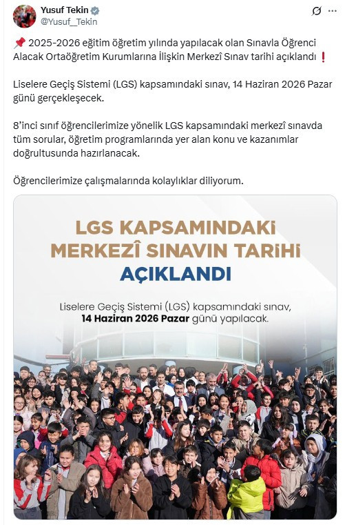 LGS 14 Haziran Pazar günü yapılacak!