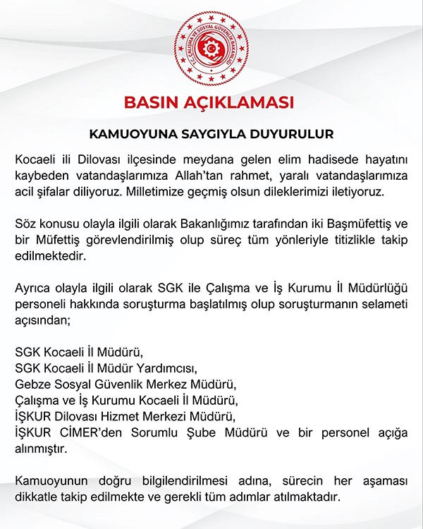 Kocaeli Dilovası'ndaki yangın nedeniyle 7 kişi açığa alındı