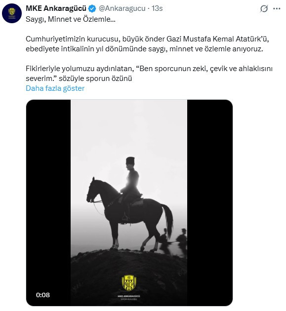 Ankara’yı temsil eden takımlar vefatının 87. yılında ulu önder Atatürk'ü andı...