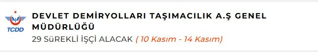 TCDD KPSS puanıyla 29 sürekli işçi alımı yapacak - Resim : 2