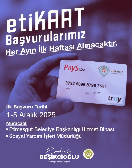 Etimesgut Belediyesi, Etikart başvuru tarihini duyurdu!