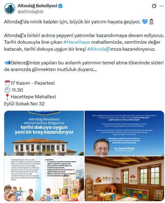 Altındağ Belediyesi'nden yeni kreş duyurusu!