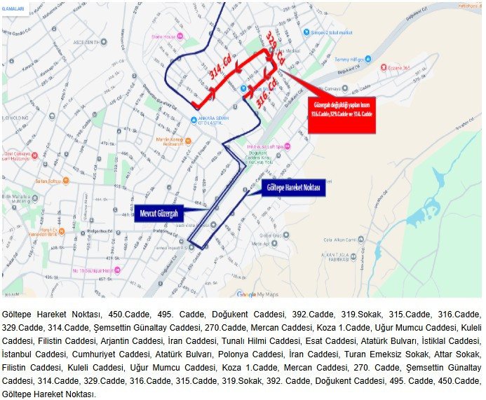 EGO bazı hatlarda zorunlu güzergah değişikliği yapıldığını duyurdu - Resim : 3