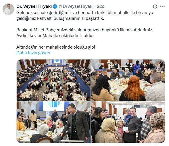 Altındağ Belediye Başkanı Veysel Tiryaki, Aydınlıkevler Mahalle sakinleriyle buluştu