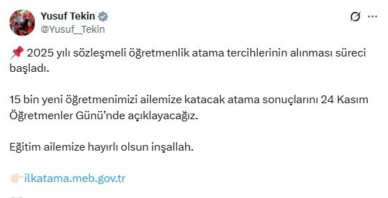 15 bin öğretmenin atama sonuçları 24 Kasım'da belli olacak