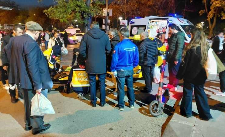 Çankaya'da ticari taksi ile elektrikli scooter çarpıştı: 1 yaralı