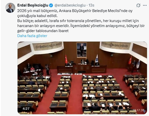 Etimesgut Belediyesi'nin 2026 yılı bütçesi onaylandı