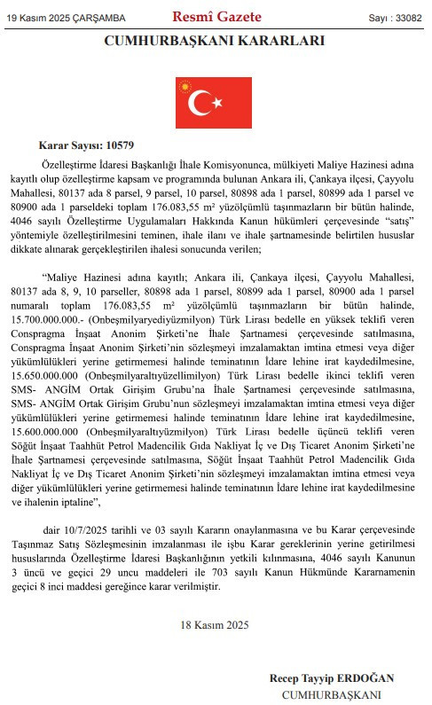 Cumhurbaşkanı imzaladı: Ankara'da yeni özelleştirme kararı!