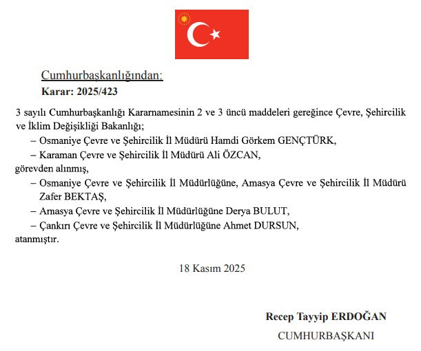 Cumhurbaşkanı Erdoğan'ın imzasıyla Atama Kararları yayımlandı - Resim : 2