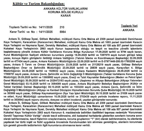 Gölbaşı'nda bu 2 yer Korunması Gerekli Taşınmaz Kültür Varlığı olarak tescil edildi