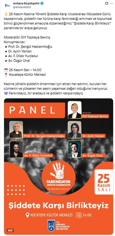 ABB, 'Şiddete Karşı Birlikteyiz' paneli düzenleyecek