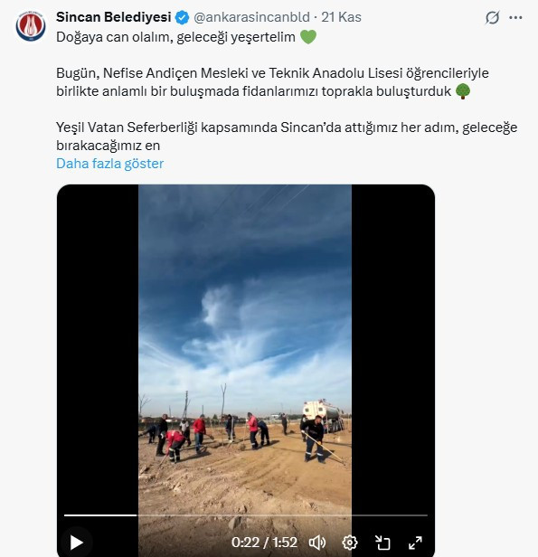 Sincan Belediyesi'nden Yeşil Vatan Seferberliği:  Fidanlar toprakla buluştu!