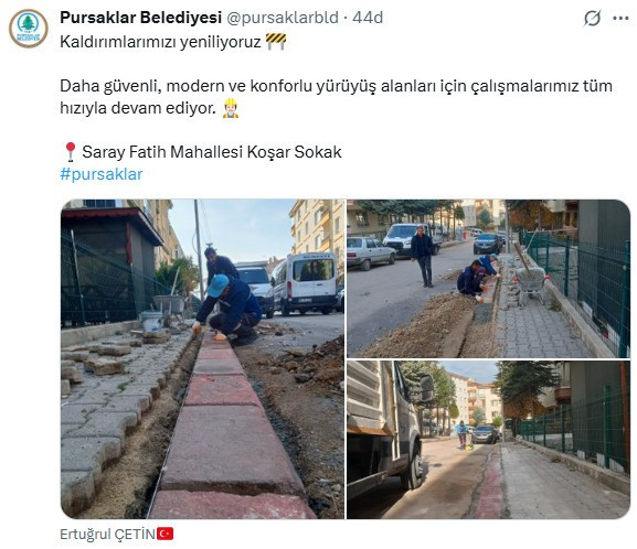 Pursaklar Belediyesi, Koşar Sokak'ta kaldırımları yeniledi