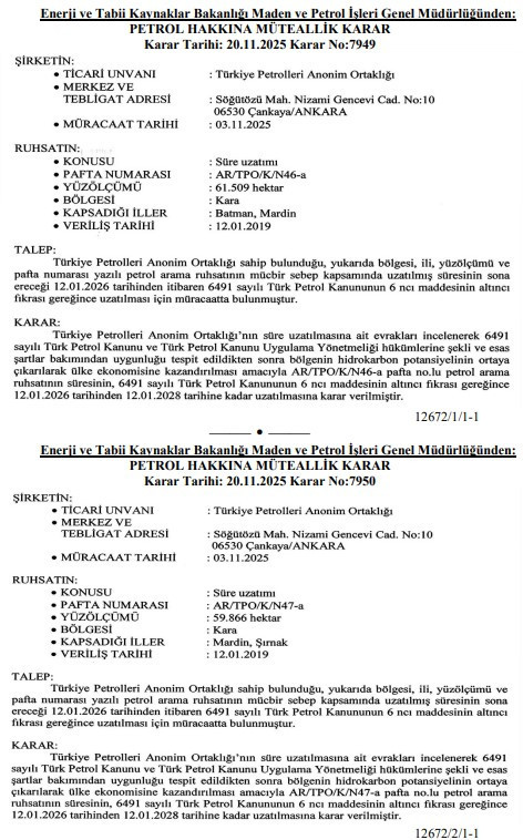 TPAO Batman, Mardin, Şırnak ve Siirt'te petrol arayacak!