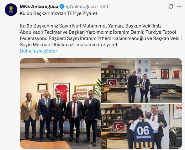 MKE Ankaragücü Başkanı Yaman'dan TFF Başkanı Hacıosmanoğlu'na ziyaret!