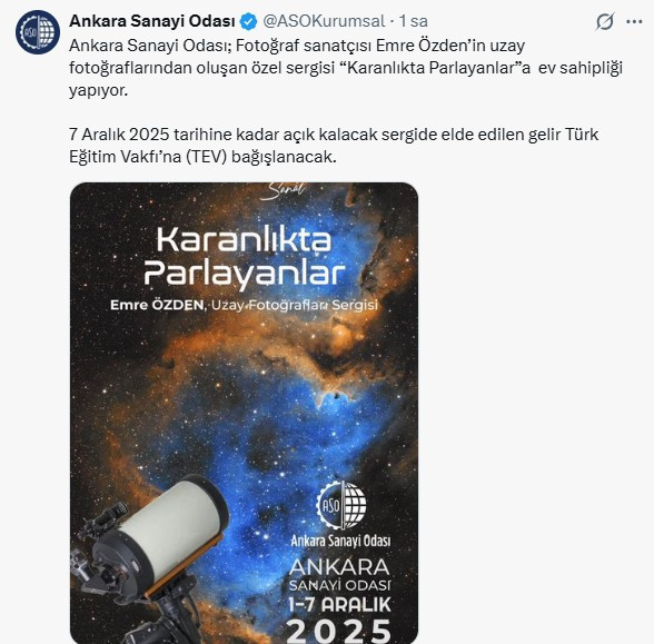 ASO'dan uzay fotoğrafları sergisi: Karanlıkta Parlayanlar