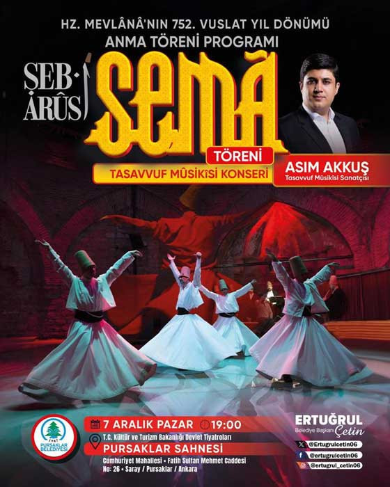 Pursaklar Belediyesi'nden Mevlana’nın 752. Vuslat Yıl Dönümü Anma Programı