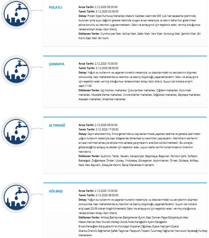 ASKİ'den 8 ilçeyi etkileyen su kesintisi duyurusu