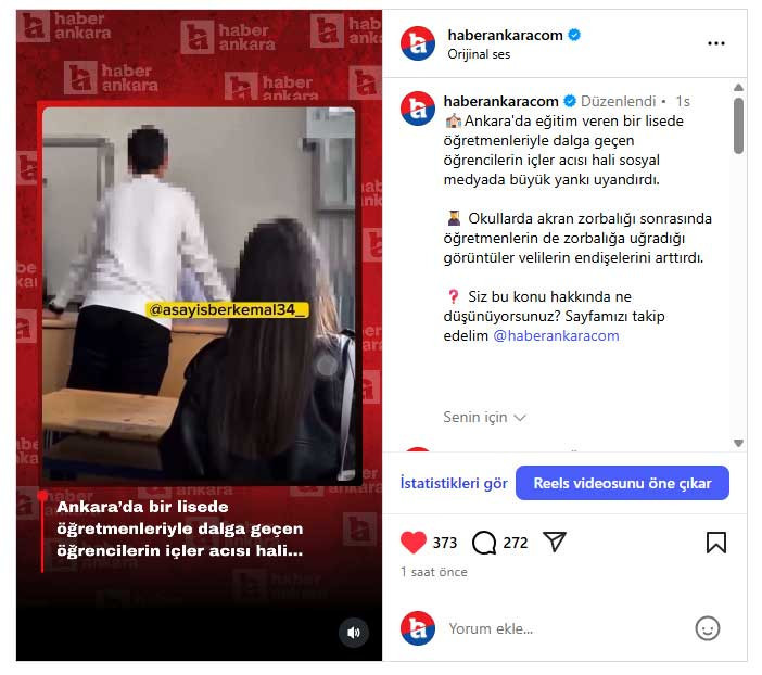 Ankara'da bir lisede öğrenciler öğretmenlerine zorbalık yaptı