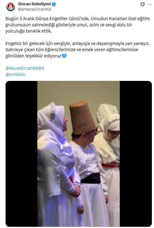 Sincan Belediye Başkanı Ercan, özel eğitim grubunun sahnelediği gösteriyi izledi