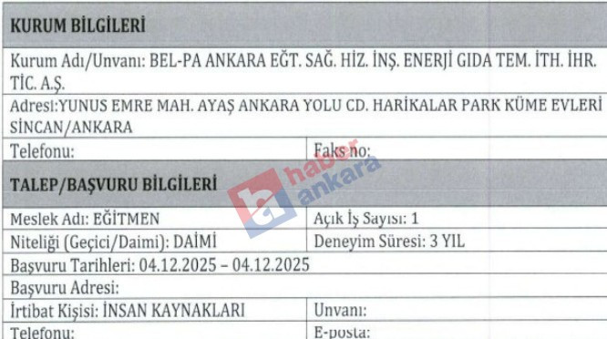 ABB BEL-PA Büro personeli, psikolog ve eğitmen alacak!