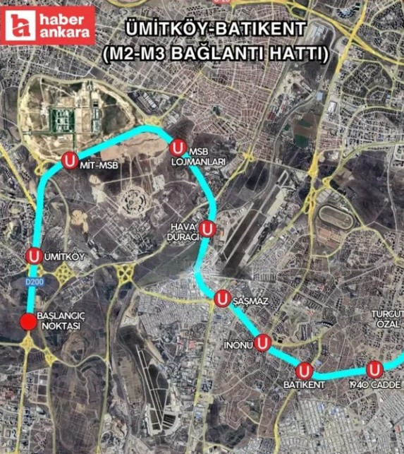 Ankaralılara güzel haber: Ümitköy-Batıkent M2-M3 Bağlantı Hattı projesi için ÇED süreci başlatıldı