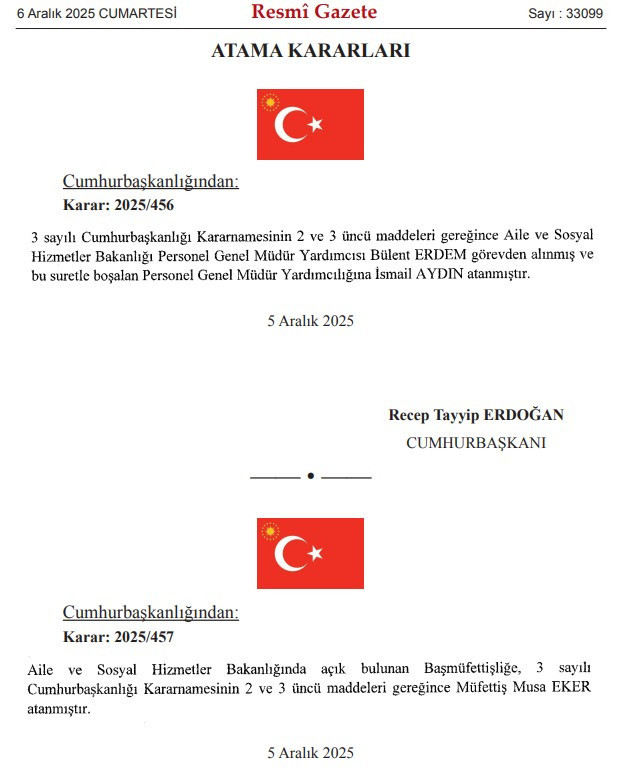 Cumhurbaşkanı Erdoğan imzaladı: Atama Kararları Resmi Gazete'de!