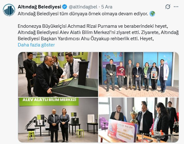 Endonezya Büyükelçisi, Altındağ Belediyesi Alev Alatlı Bilim Merkezi’ni ziyaret etti