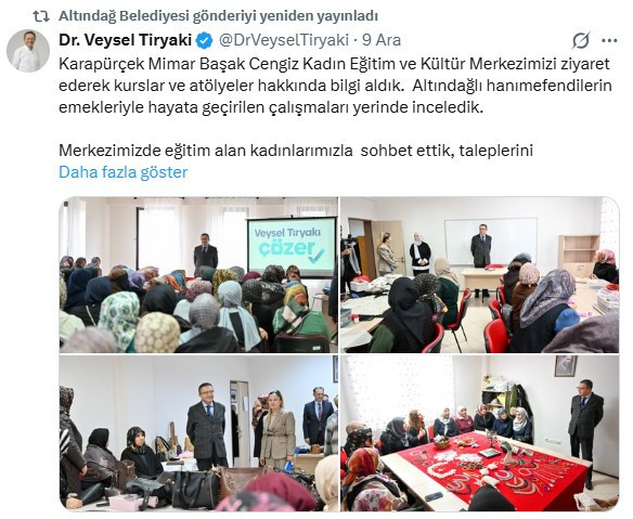 Altındağ Belediye Başkanı Tiryaki'den Kadın Eğitim ve Kültür Merkezi'ne ziyaret!