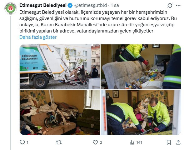 Etimesgut Belediyesi duyurdu: Çöp ev temizlendi!