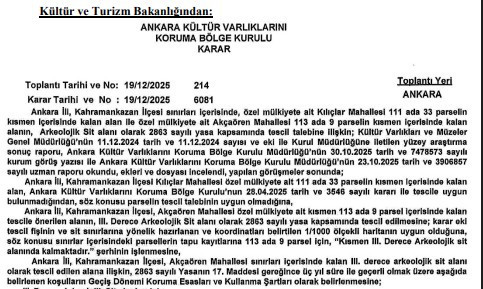 Ankara Kültür Varlıklarını Koruma Bölge Kurulu'ndan Kahramankazan için yeni karar!